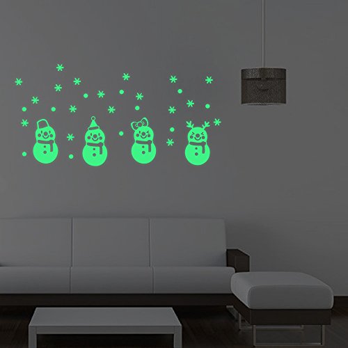 Decor Stick, coersd Christmas Glow Snowman Wall Stickers Living Room Luminous Stickers Window Decor