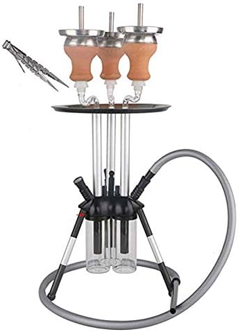 シーシャ三ブラケットステンレススチールガラスの水ギセルセット3シリコーンホースセラミックタバコボウル