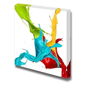 Canvas Prints Wall Art - Colored Splashes in Abstract Shape | Modern Home Deoration/Wall Art Giclee Printing Wrapped Canvas Art Ready to Hang - 12" x 12"