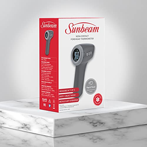 Sunbeam Touchless Digital Infrared Forehead Thermometer, Body and