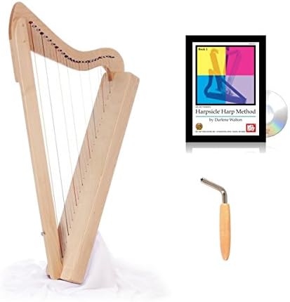 Rees Harps Acoustic Electric Harpsicle Harp, Natural Maple, 26 String, 33" Harp, Includes melBay Book