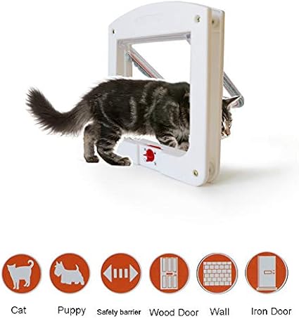 Wttttw Chatiere De Porte Pour Chat Serrure A 4 Voies Pour Fenetre De Mur Interieur De Petit Chien De Chaton De Chatons Interieur Exterieur Impermeable Blanc Amazon Fr Sports Et Loisirs