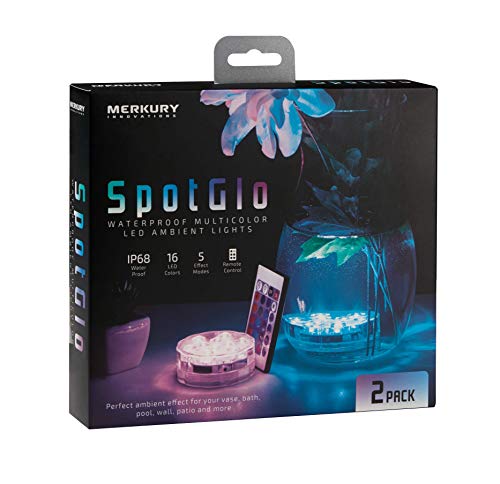 SpotGlo Submersible LED Lights Waterproof Remote Control Lights RGB Changing LED Lights Battery Operated for Pond Pool Fountain Aquarium Vase Hot Tub Bathtub Event Party and Home Decoration 2 Pack