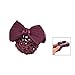 SODIAL(R) Burgundy Bowknot Snood Net Barrette Hair Clip Bun Cover for Woman