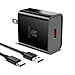 HZONE Quick Charger 3.0 for Fire HD 10 (9th Generation), 18W QC 3.0 Rapid Adapter with 5ft USB C Cable Compatible with Kindle Fire 10 Tablet, iPhone Xs/Max/XR, iPad Pro, Galaxy S10/S9+/S9/S8 and More