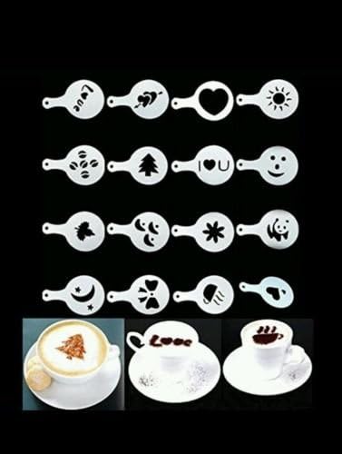 16 Piece Coffee/Cake dusting Stencils. Barista Tools. Reusable, Various Patterns and Themes. Christmas, Romance, Valentines Day and More! UK Seller.
