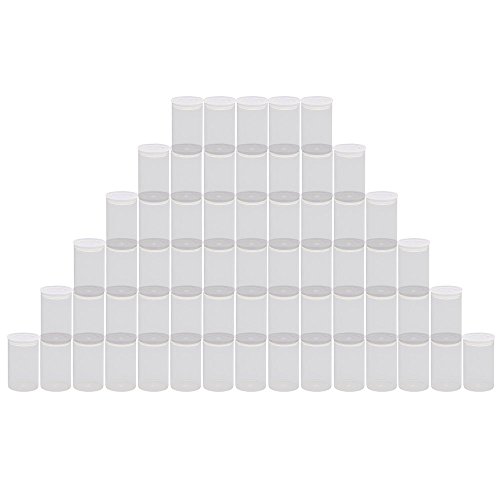 Plastic Film Canister, 35MM Empty Camera Reel Containers, 60 Pack, White, 2" H, 1" W, Plastic, Films Developing Processing Tube, Roll Case, with Caps, for Small Accessories, Beads