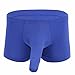 FEESHOW Men's Silky Boxer Briefs Shorts Long Sheath Sleeve Underwear Lingerie Blue Large(Waistline 27.0-41.0