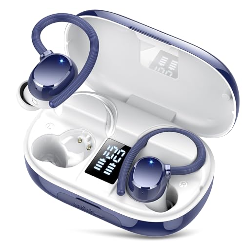 Bluetooth Kopfhörer Sport, 128Std Kopfhörer Kabellos Bluetooth 5.3, ENC Noise Cancelling Mic, HiFi Stereo Tiefer Bass Wireless Earbud, LED-Anzeige, IP