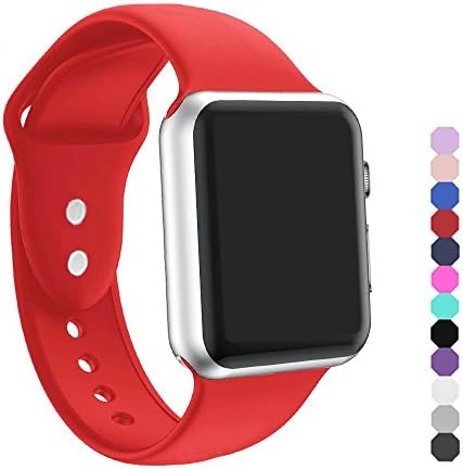 ic6Space Apple Watch Band, Premium Soft Silicone Sports Replacement Strap for Apple Watch (Red, 42mm-s/m)