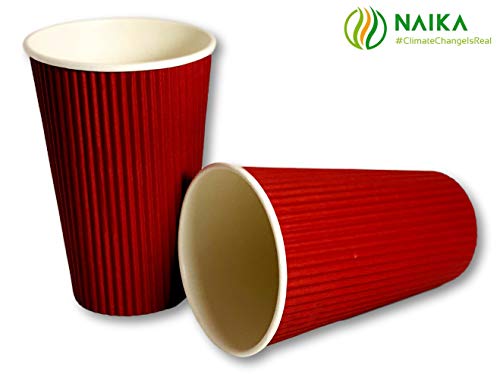 image for Naika Eco-friendly | Red Ripple Coffee Cups with Lids | Disposable Ins