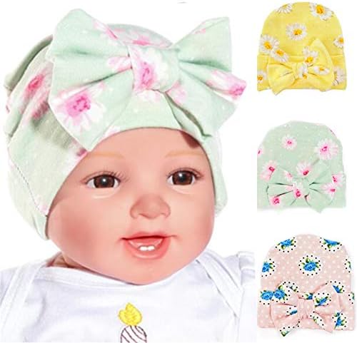 Ademoo Newborn Baby Girls Nursery Beanie Hospital Hat with Bow