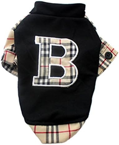 Pet dog plaid shirt dress cotton pet puppy skirt clothes apperal (XL, Black)