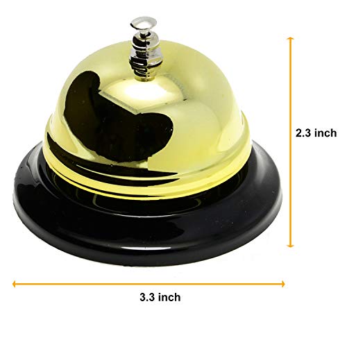 WEKOIL Call Bell Golden Desk Service Bell Customer Ding Bell for Restaurant Hotel Room Kitchen Party School Classroom Office Elderly Teachers Kids Large Bright Bell 3.35 inch - Thumbnail 4