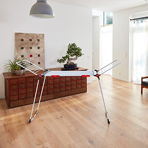 Vileda - Infinity Flex Airer - Expandable and Adaptable Foldable Indoor Clothes Airer - XXL Anti-Fingerprint Tubes - Table-Size Clothes Airer for Large Rooms - Large Steel Airer