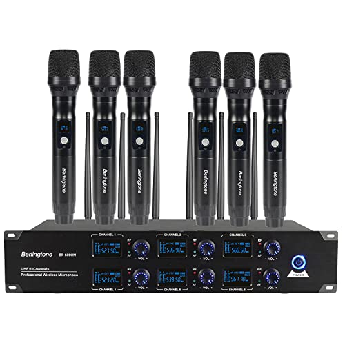 Berlingtone BR600UM Professional 6Channel Wireless Handheld Dynamic Microphone System, Fixed