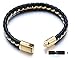 Halukakah ● Solo ● Men's Leather Bracelet 24k Real Gold Plated Titanium Chain Magnetic Clasp 8.5
