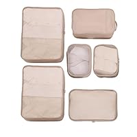 JJ POWER Lightweight Travel Packing Cubes -Multi function, Durable 6 Piece (Cream)