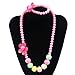 Unijew 5 Colors Kids Jewelry Fashion Jewelry for Girls Necklace Bracelet Set for Little Girls Children Jewelry Pendant with Gift Box Jewelry Box for Girls Pink