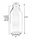 Quart-Size Glass Milk Bottles (2-Pack); 32-Ounce Clear Glass Square Vintage Style Jug Great for Storing Milk, Juice & Water in Fridge, Includes 2 Extra Lids
