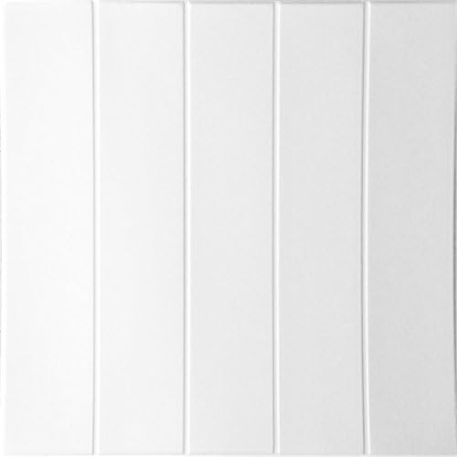 RM-12 Polystyrene (Styrofoam) ceiling tile to cover popcorn (Pack of 96 white tiles). Easy paintable. Beadboard pattern. Easy DIY glue up application on any flat surface or popcorn ceiling.