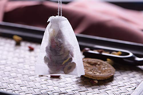 WarmCrystal, Tea and Coffee Filter Bags, Disposable Tea Infuser with Drawstring for Loose Leaf Tea, Safe & Natural Material 100 pack (2.76 3.54)
