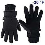 OZERO Winter Gloves Water Resistant Thermal Glove with Deerskin Suede Leather and Insulated Polar Fleece for Driving/Cycling/Running/Hiking/Snow Ski in Cold Weather - Warm Gifts for Men and Women