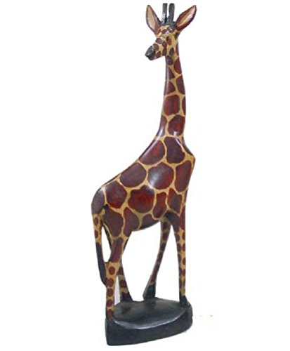 12" Hand Carved Wooden Giraffe Sculpture Statue - Made in Kenya