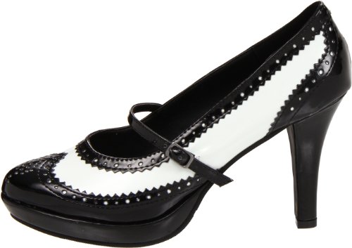 Ellie Shoes Women's 414 Flapper Spectator Pump, Black/White, 5 M US