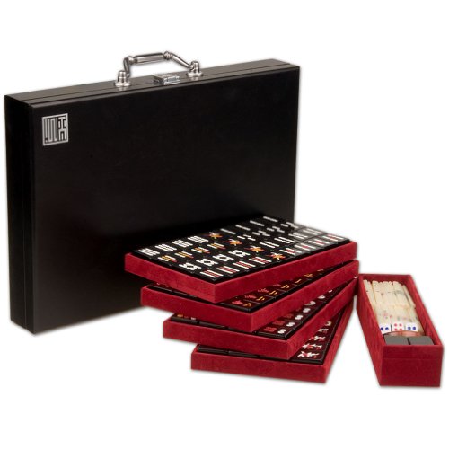 Chinese Mahjong (Mahjongg, Mah Jongg, Mah-Jongg, Majiang) Travel Game Set with Jet Black Tiles- 'Jet Set' - Small