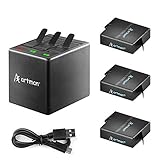 Artman GoPro Hero 5/6/7 1480mah Replacement Batteries (3 Pack) and 3-Channel LED USB Charger with Type-C Port for GoPro Hero 5 Black,Hero 2018, Hero 6,Hero 7 Black(Fully Compatible with Original)