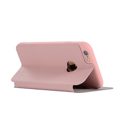 iPhone 6 Plus Case,iPhone 6s Plus Case,DAMONDY Luxury Scrub Wallet Purse Card Holders Design Flip Cover TPU Soft Bumper Microfiber Leather Ultra Case for iPhone 6 Plus / iPhone 6s Plus-Pink - Thumbnail 2