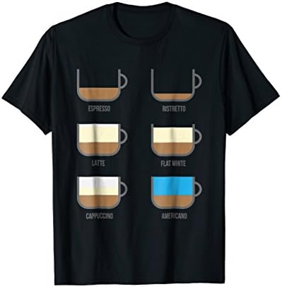Mens Coffee Types Barista T-Shirt | Unisex Medium Black