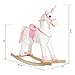Qaba Kids Metal Plush Ride-On Unicorn Rocking Horse Chair Toy with Realistic Sounds
