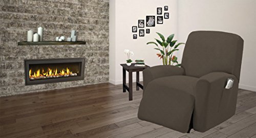Stretch Recliner Slipcover By MarCielo, Couch Cover, 1-Piece Sofa Cover, Furniture Chair Slipcover (Dark Taupe)