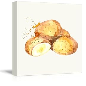 Square Canvas Wall Art - Potato Watercolor | Fruits Watercolor Art and Illustrations - Giclee Print Gallery Wrap Modern Home Art Ready to Hang - 12x12 inches