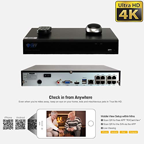 GW 8 Channel H.265 PoE NVR Ultra-HD 4K (3840x2160) Security Camera System with 6 x 4K (8MP) IP Dome Camera, 100ft Night Vision, Weatherproof Surveillance Camera - Thumbnail 2