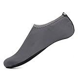 SENFI Unisex Water Skin Shoes Barefoot Aqua Socks for Pool Water Aerobics Exercise,TFF-01grey-M