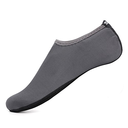 SENFI Unisex Water Skin Shoes Barefoot Aqua Socks For Pool Water Aerobics Exercise,TFF-01grey-M