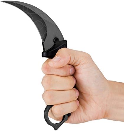 Haujack Fixed Blade Outdoor Knife, Pocket Knife, Outdoor Survival Camping Hunting Knife, Portable Knife with Sheath and Cord, 7.5 –Inches Overall (Black)