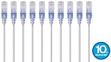 Monoprice SlimRun Cat6A Ethernet Patch Cable - Network Internet Cord - RJ45, Stranded, 550Mhz, UTP, Pure Bare Copper Wire, 10G, 30AWG , 5ft, White, 10-Pack