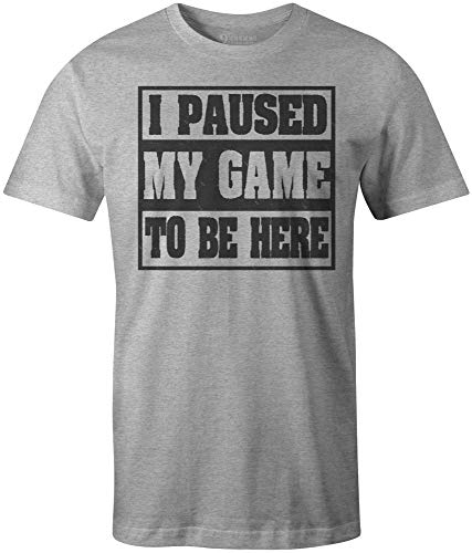 9 Crowns Tees I Paused My Game to Be here Funny Gamer T-Shirt-Paused 1 HTR Gray-3XL