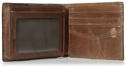 Fossil Men's RFID Blocking Derrick Bifold Wallet with Flip Id, Brown, One Size