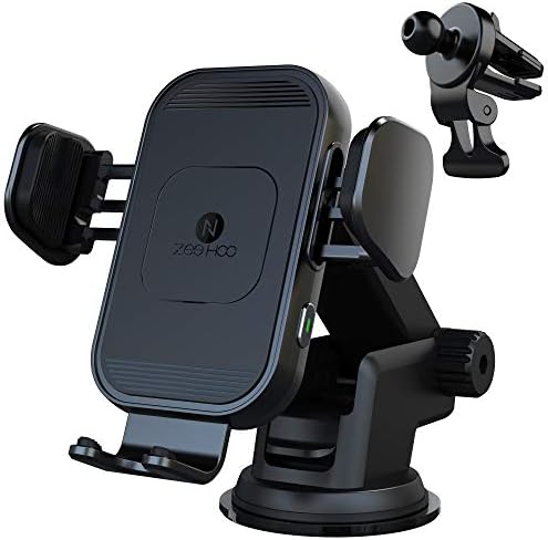 [Upgraded Version] ZeeHoo Wireless Car Charger,15W Qi Fast Charging Auto-Clamping Car Mount,Windshield Dash Air Vent Phone Holder Compatible with iPhone 12/Mini/11 Pro Max,Samsung Note 10 (Black)