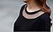 Leiwo Women's Lady Summer Korean Short Sleeve Lace Loose Splice Thin T-Shirt Black XL