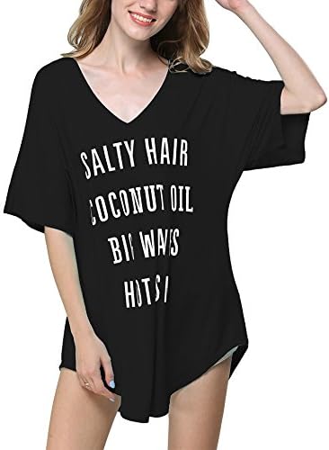 INSPOP Women's Cover up T-shirt Swimsuit Swimwear Bikini Cover-ups Beach Dress Black XL