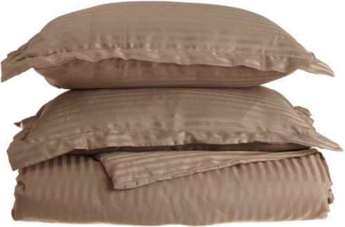 SUPERIOR 1500 Series 100% Brushed Microfiber 3-Piece King/California King Duvet Cover Set Stripe, Taupe - Super Soft and Wrinkle Free