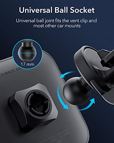 ESR HaloLock Magnetic Wireless Car Charger, Fast Charging, Air Vent Mount, Compatible with MagSafe Car Charger, Caseless iPhone 14/13/12 Series Phones and Magnetic Cases, Not for iPhone 14 Pro, Black