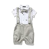 FERENYI US Baby Boys Bowtie Gentleman Romper Jumpsuit Overalls Rompers (19-24 Months, Gray)