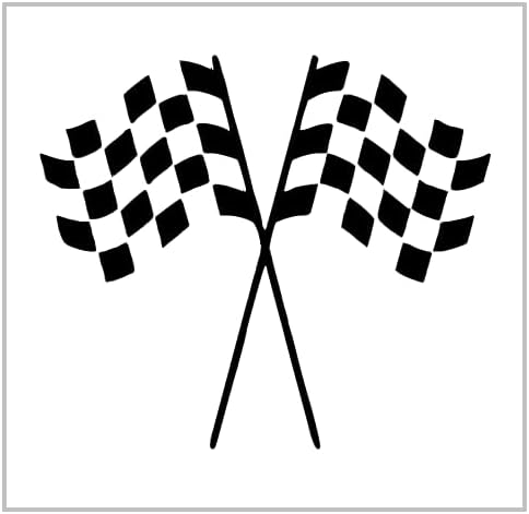 Mixed Media - Race Flags Stencil 4 Inch Checkered Finish Line Auto Car Design Reusable Sheet for DIY craft crafting card making cookie cake airbrushing small miniature MIN249